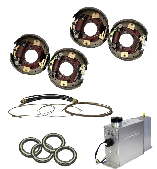 Hydrastar  10K  Axles, 8 Lug Dual Wheel, Tandem Axle Trailer Hydraulic Drum Brake Kit {E10KD-T} - Dexter Axle / Lippert