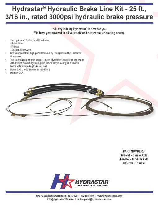 Hydrastar  Hydraulic Brake Line Kit - 3/16 in., Rated 3000psi Hydraulic Brake Pressure - Image 2