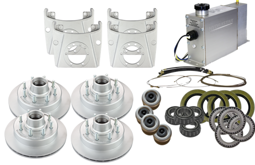 Hydrastar  7K  Axles, 8 Lug Integral Tandem Axle Trailer Disc Brake Kit (1/2") {E7K-T1}