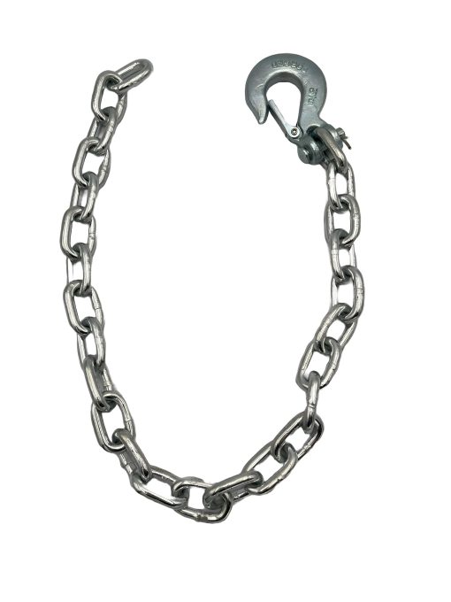 Safety Chain 5/16" X 35" Grade 30 with Clevis Hook and Safety Latch - 7,600lbs, Zinc Fnish