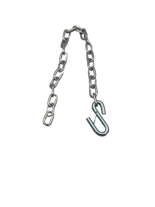 Safety Chain 1/4" X 30" Grade 30 with S Hook and Safety Latch - 5,200lbs, Zinc Finish