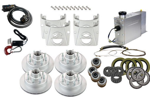 Hydrastar  7K  Axles, 8 Lug Integral Tandem Axle Trailer Disc Brake Kit (1/2") {C7K-T1}