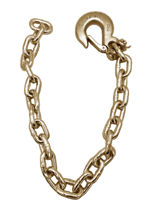 Safety Chain 3/8" X 39" Grade 70 with Slip Hook and Safety Latch - 26,400bs, Zinc Finish