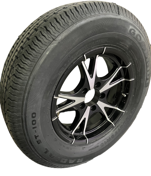 Tire and Wheel Assembly, ST205/75R15, Load Range D, 8 Ply, 5 on 4.5", Aluminum Wheel