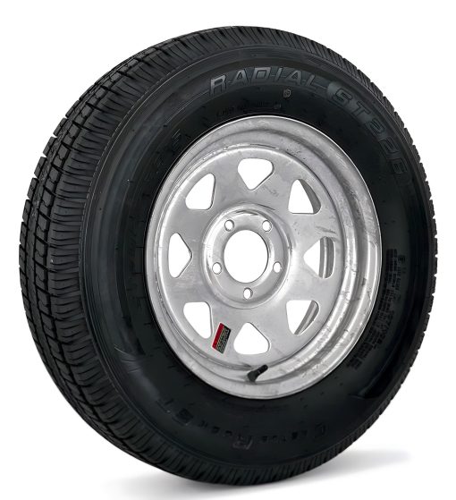 Tire and Wheel Assembly, ST205/75R15, Load Range D, 8 Ply, 5 on 4.5", Galvanized Wheel